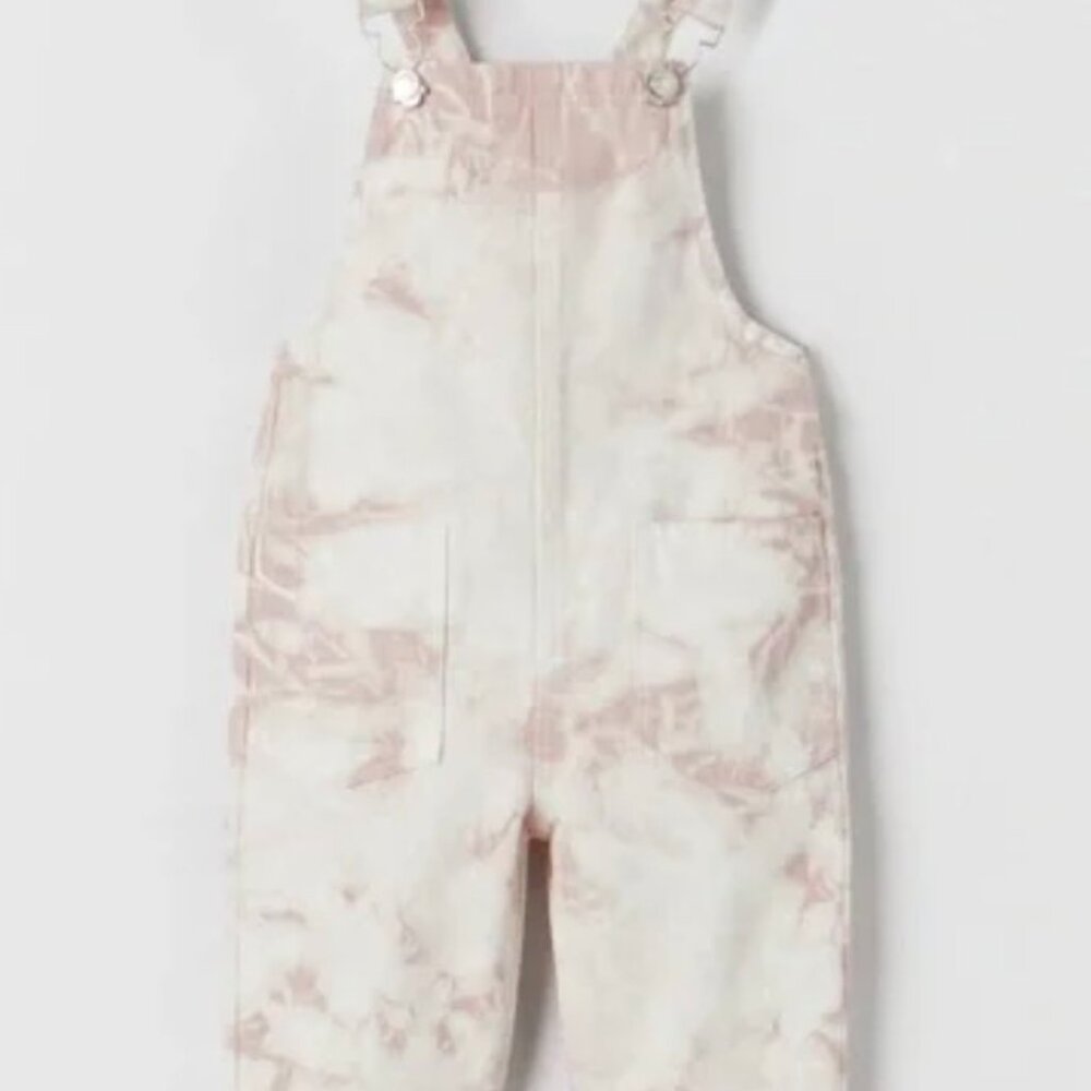 Zara Girls Pink Tie Dye Overalls